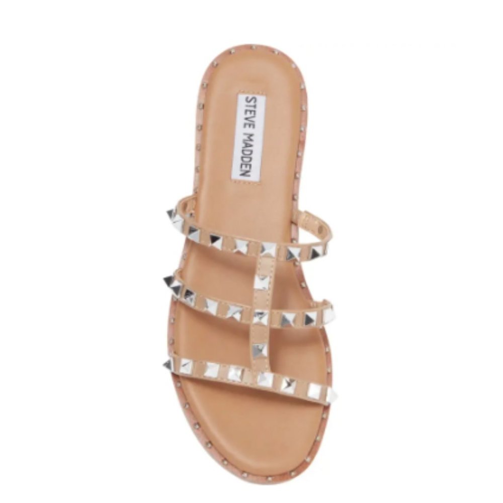 Steve Madden | Averill Strappy Studded Gladiator Sandal (Tan) - Picture 2 of 11